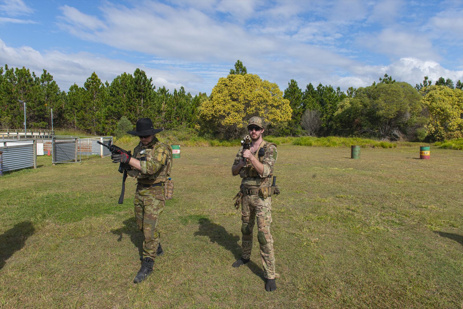 White Raven Milsim player in a firing position